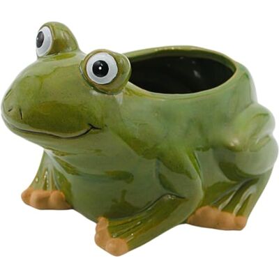 Dekohelden24 Übertopf Pflanztopf Pflanzgefäß Dekoschale aus Keramik, Motiv: Frosch, Maße L/B/H: ca. 22,5 x 17 x 14,5 cm Dekohelden24 Übertopf Pflanztopf Pflanzgefäß Dekoschale aus Keramik, Motiv: Frosch, Maße L/B/H: ca. 22,5 x 17 x 14,5 cm