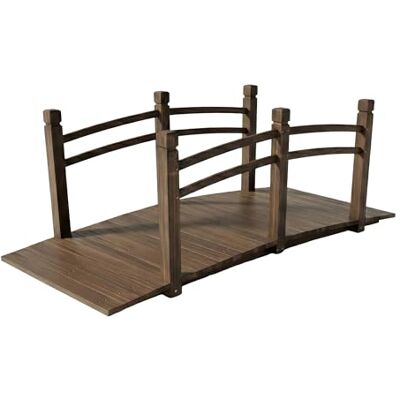 Relaxdays Garten Brücke, mit Geländer, Tannenholz, für Gartenteich, HxBxT: 55 x 150 x 67 cm, 150 kg, Holzbrücke, braun Relaxdays Garten Brücke, mit Geländer, Tannenholz, für Gartenteich, HxBxT: 55 x 150 x 67 cm, 150 kg, Holzbrücke, braun