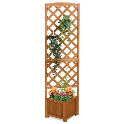 Relaxdays Pflanzkasten mit Rankgitter, HBT 180x55x51 cm, Pflanzkübel mit Spalier, Balkon & Garten, Tannenholz, Hellbraun Relaxdays Pflanzkasten mit Rankgitter, HBT 180x55x51 cm, Pflanzkübel mit Spalier, Balkon & Garten, Tannenholz, Hellbraun