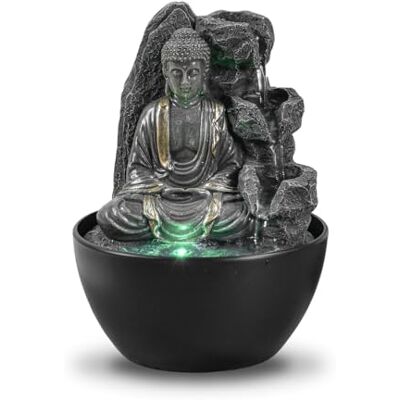 Zen Light Zen'Light Revata Zimmerbrunnen, Buddha, entspannend, Wasserfall-Brunnen, Zen-Dekoration, Feng Shui, Glücksbringer, clevere und nützliche Geschenkidee, Tischbrunnen mit LED-Licht, H 18 cm Zen Light Zen'Light Revata Zimmerbrunnen, Buddha, entspannend, Wasserfall-Brunnen, Zen-Dekoration, Feng Shui, Glücksbringer, clevere und nützliche Geschenkidee, Tischbrunnen mit LED-Licht, H 18 cm