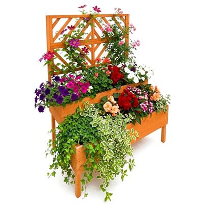 Relaxdays Blumenkasten mit Spalier, HxBxT: 135 x 109 x 62 cm, Holz, 2 Pflanzkübel & Sichtschutz, Garten Hochbeet, orange Relaxdays Blumenkasten mit Spalier, HxBxT: 135 x 109 x 62 cm, Holz, 2 Pflanzkübel & Sichtschutz, Garten Hochbeet, orange