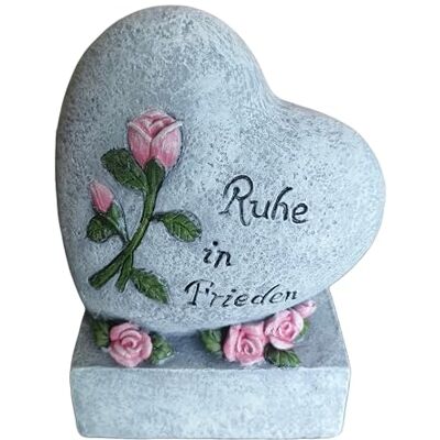 Relaxdays Grabschmuck Herz, Gedenkstein mit Spruch "Ruhe in Frieden", Grabdekoration, wetterfest & frostbeständig, grau Relaxdays Grabschmuck Herz, Gedenkstein mit Spruch "Ruhe in Frieden", Grabdekoration, wetterfest & frostbeständig, grau