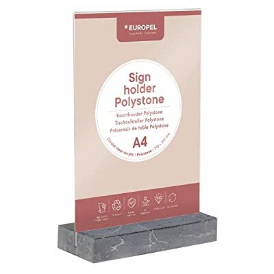 Europel Tischaufsteller Anthrazit Polystone-Basis, glasklarer Acryl, A4, T-Stand, Zweiseitige Präsentation, Poster, Speisekarte, Broschüre, Restaurants, Hotels, Konferenzen Europel Tischaufsteller Anthrazit Polystone-Basis, glasklarer Acryl, A4, T-Stand, Zweiseitige Präsentation, Poster, Speisekarte, Broschüre, Restaurants, Hotels, Konferenzen