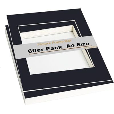 TUKA-i-AKUT 60er Passepartouts DIN A4 für Bilder im Format 15x20 cm, Schwarz, 1mm stark Säurefrei Alterungsbeständig für Einrahmen von Bilder, Fotos, Poster, Kunstdrucken usw. TKD9100-A4-60x TUKA-i-AKUT 60er Passepartouts DIN A4 für Bilder im Format 15x20 cm, Schwarz, 1mm stark Säurefrei Alterungsbeständig für Einrahmen von Bilder, Fotos, Poster, Kunstdrucken usw. TKD9100-A4-60x