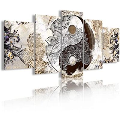 DekoArte 473 Modernes Bild, digitalisierter Kunstdruck Dekoratives Bild für den Salon oder das Schlafzimer Stil Yin Yang Abstrakt Zen Farben Beige Braun 5 Teile 200 x 100 cm XXL DekoArte 473 Modernes Bild, digitalisierter Kunstdruck Dekoratives Bild für den Salon oder das Schlafzimer Stil Yin Yang Abstrakt Zen Farben Beige Braun 5 Teile 200 x 100 cm XXL