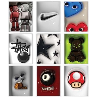 CREAARO Hypebeast Poster, trendige Wanddekoration, Sneakerhead, Raumdekoration für Teenager, Jungen, Zimmer, Mädchen, Wandcollage, Kunstdrucke, Glaseffekt, Gemälde, 9-teiliges Set, 20,3 x 25,4 cm CREAARO Hypebeast Poster, trendige Wanddekoration, Sneakerhead, Raumdekoration für Teenager, Jungen, Zimmer, Mädchen, Wandcollage, Kunstdrucke, Glaseffekt, Gemälde, 9-teiliges Set, 20,3 x 25,4 cm