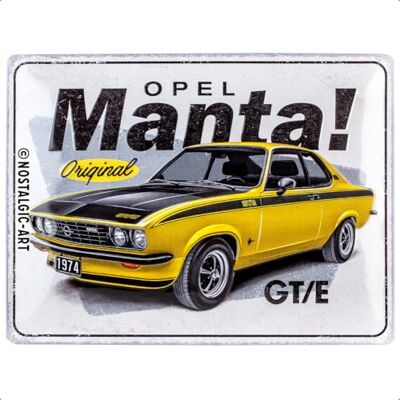 ART Retro Blechschild, 30 x 40 cm, Opel – Manta GT/E – Geschenk-Idee für Opel-Zubehör Fans, Original Lizenzprodukt (OLP), aus Metall, Werkstatt-Deko im Vintage Design, Blechschilder Sprüche ART Retro Blechschild, 30 x 40 cm, Opel – Manta GT/E – Geschenk-Idee für Opel-Zubehör Fans, Original Lizenzprodukt (OLP), aus Metall, Werkstatt-Deko im Vintage Design, Blechschilder Sprüche