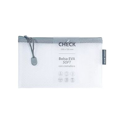 Grafoplás Tasche mit Reißverschluss, EVA, Soft Check, 23 x 13 cm, weiß, weiche Haptik, Reißverschluss aus transparentem EVA-Gummi, perfekt zum Schutz und Transport von Dokumenten und kleinen Grafoplás Tasche mit Reißverschluss, EVA, Soft Check, 23 x 13 cm, weiß, weiche Haptik, Reißverschluss aus transparentem EVA-Gummi, perfekt zum Schutz und Transport von Dokumenten und kleinen