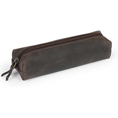 Londo Feder-, Bleistift- und Kosmetiketui aus echtem Leder mit Reißverschluss – Tasche für Schreibwaren Kastanie Londo Feder-, Bleistift- und Kosmetiketui aus echtem Leder mit Reißverschluss – Tasche für Schreibwaren Kastanie