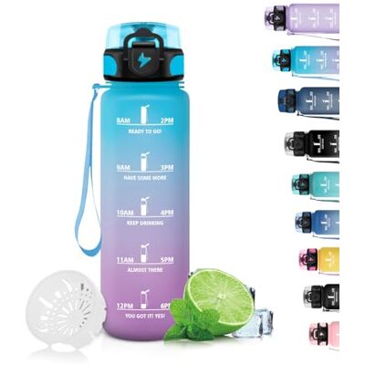 Grsta Trinkflasche, 500ml Trinkflasche Kinder, Trinkflasche Auslaufsicher mit Filter, Trinkflasche mit Uhrzeit, Leicht zu Reinigen, Trinkflasche Sport für Schule, Fitness, Outdoor, Blue-Purple Grsta Trinkflasche, 500ml Trinkflasche Kinder, Trinkflasche Auslaufsicher mit Filter, Trinkflasche mit Uhrzeit, Leicht zu Reinigen, Trinkflasche Sport für Schule, Fitness, Outdoor, Blue-Purple