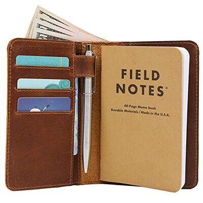 Jack's Point Leder-Feld-Notizbuchhülle für Notizen, Taschenformat, passend für 8,9 x 14 cm, separates Fach für , echtes genarbtes Leder, mehrere Taschen für zusätzliche Funktionalität und Stiftschlaufe Jack's Point Leder-Feld-Notizbuchhülle für Notizen, Taschenformat, passend für 8,9 x 14 cm, separates Fach für , echtes genarbtes Leder, mehrere Taschen für zusätzliche Funktionalität und Stiftschlaufe