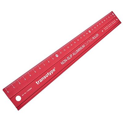 transotype Schneidelineal, 30 cm lang, Lineal aus eloxiertem Aluminium in knalligem Rot, rutschfest, robust, mit Schneidekante transotype Schneidelineal, 30 cm lang, Lineal aus eloxiertem Aluminium in knalligem Rot, rutschfest, robust, mit Schneidekante