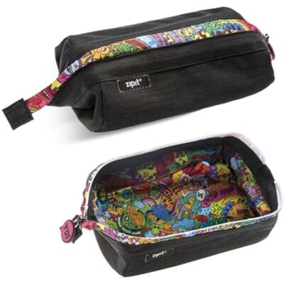 ZIPIT Lenny Federmäppchen, Etui mit breiter Öffnung für Schule, Schwarz Ästhetisches Mäppchen für die Schule, maschinenwaschbar, farbenfrohes Futter, bis zu 55 Stifte, auch als Kosmetiktasche ZIPIT Lenny Federmäppchen, Etui mit breiter Öffnung für Schule, Schwarz Ästhetisches Mäppchen für die Schule, maschinenwaschbar, farbenfrohes Futter, bis zu 55 Stifte, auch als Kosmetiktasche
