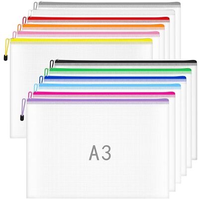 NORTHERN BROTHERS A3 Dokumententasche mit Reißverschluss, 12 Stück, Robuste PVC Kunststofftasche, Dokumentenordner Reißverschlussbeutel für Büro Schule Haushalt und Reisen NORTHERN BROTHERS A3 Dokumententasche mit Reißverschluss, 12 Stück, Robuste PVC Kunststofftasche, Dokumentenordner Reißverschlussbeutel für Büro Schule Haushalt und Reisen
