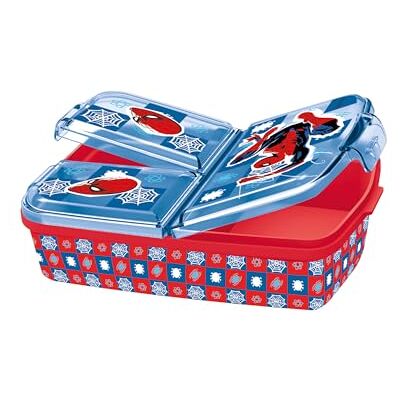 p:os Spiderman Brotdose Kinder mit 3 Fächern – Lunchbox Drei Fächer, Clip-Verschlüsse, ca. 18 x 13,5 x 5,5 cm in Rot-blau – Vesperdose für Kita und Schule, ab 3 Jahren p:os Spiderman Brotdose Kinder mit 3 Fächern – Lunchbox Drei Fächer, Clip-Verschlüsse, ca. 18 x 13,5 x 5,5 cm in Rot-blau – Vesperdose für Kita und Schule, ab 3 Jahren