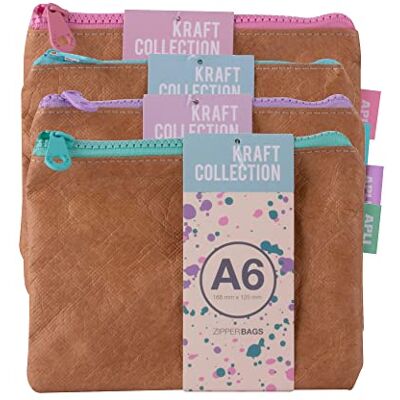 APLI 19155 Blickdichte Tasche mit Reißverschluss, Textur Kraftpapier, A6 (168 x 125 mm), zufällige Farbe APLI 19155 Blickdichte Tasche mit Reißverschluss, Textur Kraftpapier, A6 (168 x 125 mm), zufällige Farbe