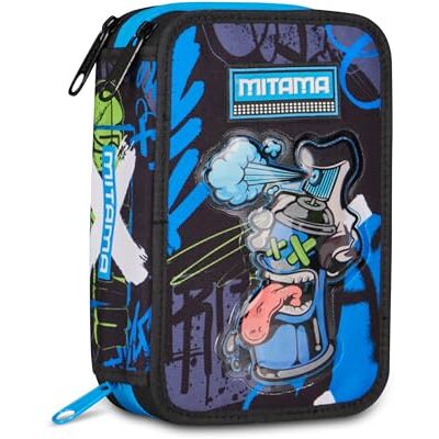 Mitama StreetInk Federmäppchen mit 3 Fächern, mit SpinnyPen, Zubehör für die Grundschule, 50 Stück, Federtasche mit Farben, Etui für Kinder, Grundschule, Mehrfarbig Mitama StreetInk Federmäppchen mit 3 Fächern, mit SpinnyPen, Zubehör für die Grundschule, 50 Stück, Federtasche mit Farben, Etui für Kinder, Grundschule, Mehrfarbig