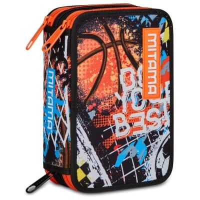 Mitama Federmäppchen, Federtasche für Schreibwaren, Etui komplett mit Bleistiften, Filzstiften, Schulmaterial, mit 3 Fächern, Mädchen, Schule Grundschule, XXL, blau orange Mitama Federmäppchen, Federtasche für Schreibwaren, Etui komplett mit Bleistiften, Filzstiften, Schulmaterial, mit 3 Fächern, Mädchen, Schule Grundschule, XXL, blau orange