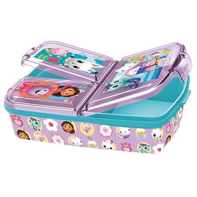 p:os Gabbys Dollhouse Brotdose Kinder Lunchbox mit 3 Fächern und Clip-Verschlüssen, Bento Snackbox für Kindergarten und Schule Kunststoff Vesperdose, kompakt für Schulranzen und Rucksack p:os Gabbys Dollhouse Brotdose Kinder Lunchbox mit 3 Fächern und Clip-Verschlüssen, Bento Snackbox für Kindergarten und Schule Kunststoff Vesperdose, kompakt für Schulranzen und Rucksack