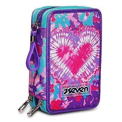Seven Federmäppchen Kinder, Mäppchen Mädchen mit Inhalt, Federtasche Schule 3 Fächer, Schüleretui, groß mit Blei- und Filzstiften, mehrfarbig Seven Federmäppchen Kinder, Mäppchen Mädchen mit Inhalt, Federtasche Schule 3 Fächer, Schüleretui, groß mit Blei- und Filzstiften, mehrfarbig