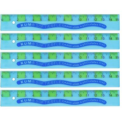 KUM AZ2250116-B Lineal 15 cm flexibel, L1 Softie Flex, 5 Stück, blau, aus Kunststoff, rutschfest KUM AZ2250116-B Lineal 15 cm flexibel, L1 Softie Flex, 5 Stück, blau, aus Kunststoff, rutschfest