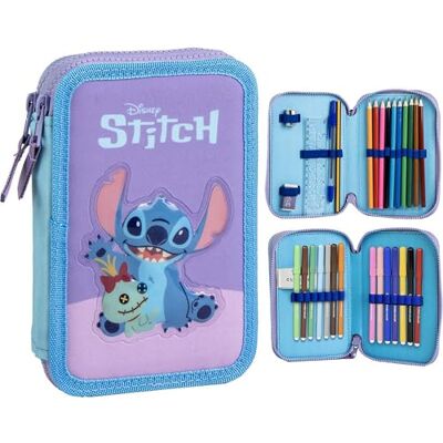 CERDÁ LIFE'S LITTLE MOMENTS Stitch Federmäppchen mit Filzstiften, Bleistiften und Kugelschreibern, dreifaches Federmäppchen für Kinder mit Disney-Design, Stitch, 12.5x19.5x4.5 cm, Lizenzprodukt CERDÁ LIFE'S LITTLE MOMENTS Stitch Federmäppchen mit Filzstiften, Bleistiften und Kugelschreibern, dreifaches Federmäppchen für Kinder mit Disney-Design, Stitch, 12.5x19.5x4.5 cm, Lizenzprodukt