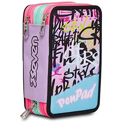 Seven Federmäppchen, Mäppchen, mehrfarbig, Federtasche für Schreibwaren, Etui mit Stiften, Kugelschreiber, & mehr, 3 Fächer, Mädchen & Jungen, Schule Grundschule, XXL, Muster Seven Federmäppchen, Mäppchen, mehrfarbig, Federtasche für Schreibwaren, Etui mit Stiften, Kugelschreiber, & mehr, 3 Fächer, Mädchen & Jungen, Schule Grundschule, XXL, Muster