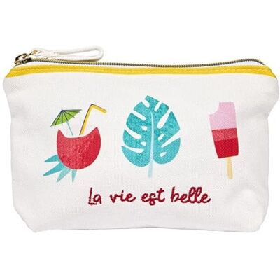 DRAEGER Paris 1886 Paris Baumwollbeutel bunt Bedruckt Taschen-Organizer/Beauty-Tasche La Vie est Belle (auf Französisch) 21 x 12 cm, Mehrfarbig DRAEGER Paris 1886 Paris Baumwollbeutel bunt Bedruckt Taschen-Organizer/Beauty-Tasche La Vie est Belle (auf Französisch) 21 x 12 cm, Mehrfarbig