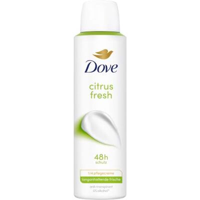 Dove Deo-Spray Citrus Fresh Deodorant schützt bis zu 48 Stunden vor Achselnässe und Körpergeruch 6 x 150 ml Dove Deo-Spray Citrus Fresh Deodorant schützt bis zu 48 Stunden vor Achselnässe und Körpergeruch 6 x 150 ml