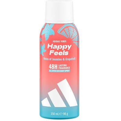 Adidas Vibes Happy Feels All-Over Deospray für den Körper, 48 Stunden lang anhaltender Duft mit Jasmin- und Grapefruitnoten, 150 ml Adidas Vibes Happy Feels All-Over Deospray für den Körper, 48 Stunden lang anhaltender Duft mit Jasmin- und Grapefruitnoten, 150 ml