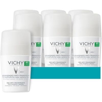 VICHY Anti-Transpirant 48h, Für sehr empfindliche oder epilierte Haut, bis zu 48 Stunden Wirkung, Roll-On, Dermo Tollerance, 6x50ml VICHY Anti-Transpirant 48h, Für sehr empfindliche oder epilierte Haut, bis zu 48 Stunden Wirkung, Roll-On, Dermo Tollerance, 6x50ml