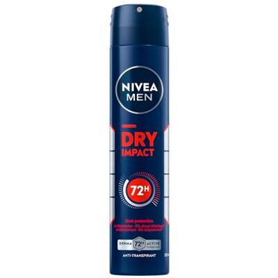 NIVEA MEN Dry Impact Deodorant Spray (1 x 200 ml), Deodorant für Herren, effektiver Schutz 72 h, Achselhöhlen-Antitranspirant, getestet und zugelassen in Alltagssituationen NIVEA MEN Dry Impact Deodorant Spray (1 x 200 ml), Deodorant für Herren, effektiver Schutz 72 h, Achselhöhlen-Antitranspirant, getestet und zugelassen in Alltagssituationen