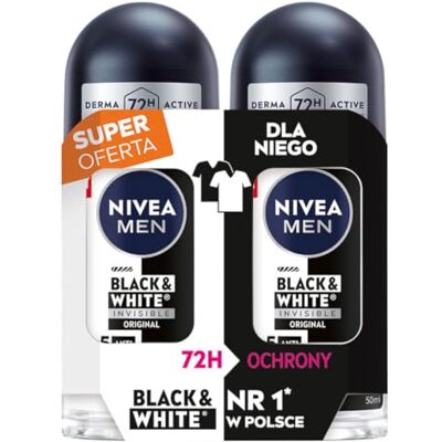 NIVEA MEN Black&White Invisible Original Antitranspirant in Kugel 72H, 2x50ml NIVEA MEN Black&White Invisible Original Antitranspirant in Kugel 72H, 2x50ml