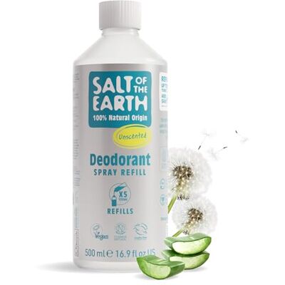 Salt Of the Earth – Nachfüllpackung für natürliches Deodorant-Spray Duftstofffreie Nachfüllpackung für den Beutel 500ml Vegan und tierversuchsfrei Lang anhaltender Schutz Salt Of the Earth – Nachfüllpackung für natürliches Deodorant-Spray Duftstofffreie Nachfüllpackung für den Beutel 500ml Vegan und tierversuchsfrei Lang anhaltender Schutz