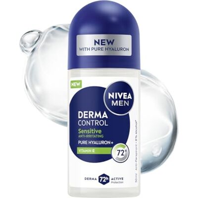 NIVEA MEN Derma Control Sensitive Herren Antitranspirant 72h Kugelschutz mit Vitamin E und Hyaluronsäure 50ml NIVEA MEN Derma Control Sensitive Herren Antitranspirant 72h Kugelschutz mit Vitamin E und Hyaluronsäure 50ml
