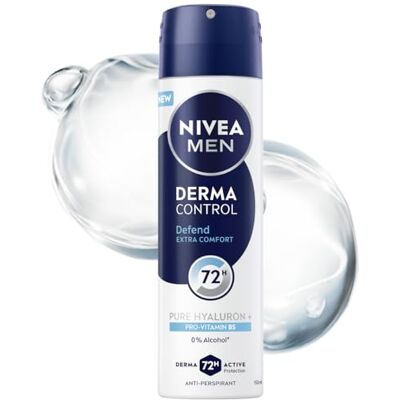 NIVEA MEN Derma Control Defend Antitranspirant für Herren Spray 72h Schutz mit Hyaluronsäure und Provitamin B5, 150ml NIVEA MEN Derma Control Defend Antitranspirant für Herren Spray 72h Schutz mit Hyaluronsäure und Provitamin B5, 150ml