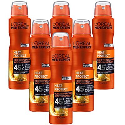 L'Oréal Men Expert Körperpflege, Wirksames Deospray für Männer, Ideal bei hohen Temperaturen bis zu 45°C, Heat Protection, 6 x 150 ml L'Oréal Men Expert Körperpflege, Wirksames Deospray für Männer, Ideal bei hohen Temperaturen bis zu 45°C, Heat Protection, 6 x 150 ml
