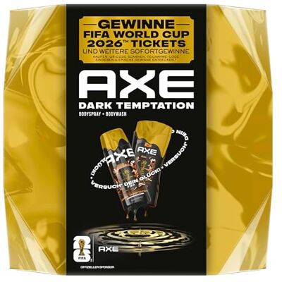 Axe Geschenkset Dark Temptation "Gewinne FIFA WORLD CUP 2026™ Tickets" Bodyspray + Bodywash 150ml + 250ml Axe Geschenkset Dark Temptation "Gewinne FIFA WORLD CUP 2026™ Tickets" Bodyspray + Bodywash 150ml + 250ml