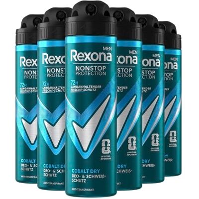 Rexona 6x Men Nonstop Protection Deospray Cobalt Dry Anti Transpirant mit 72 Stunden Schutz vor Schweiß und Körpergeruch 150 ml Rexona 6x Men Nonstop Protection Deospray Cobalt Dry Anti Transpirant mit 72 Stunden Schutz vor Schweiß und Körpergeruch 150 ml