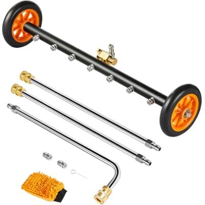 VEVOR 590 mm Hochdruckreiniger-Unterbodenreiniger, Edelstahl-Oberflächenreiniger, max. 4000 PSI, Winkeleinstellungsgetriebe, 7 Sprühdüsen, 2 verlängerte Stäbe für Auffahrt, Terrasse, Deck VEVOR 590 mm Hochdruckreiniger-Unterbodenreiniger, Edelstahl-Oberflächenreiniger, max. 4000 PSI, Winkeleinstellungsgetriebe, 7 Sprühdüsen, 2 verlängerte Stäbe für Auffahrt, Terrasse, Deck