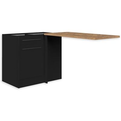 Stella Trading Jazz Moderner Eckschrank Küche mit Arbeitsplatte in Schwarz matt, Lanzelot Eiche Optik Geräumiger Eck-Unterschrank mit viel Stauraum 115 x 90 x 60 cm (B/H/T) Stella Trading Jazz Moderner Eckschrank Küche mit Arbeitsplatte in Schwarz matt, Lanzelot Eiche Optik Geräumiger Eck-Unterschrank mit viel Stauraum 115 x 90 x 60 cm (B/H/T)