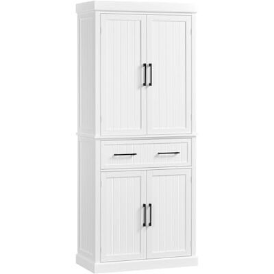 Yaheetech 183,5 cm H Vorratsschrank, Küchenschrank mit Höhenverstellbaren Regalbretter & 2 Schublade, Mehrzweck-Haushaltsschrank Buffetschrank für Esszimmer Groß, Weiß Yaheetech 183,5 cm H Vorratsschrank, Küchenschrank mit Höhenverstellbaren Regalbretter & 2 Schublade, Mehrzweck-Haushaltsschrank Buffetschrank für Esszimmer Groß, Weiß