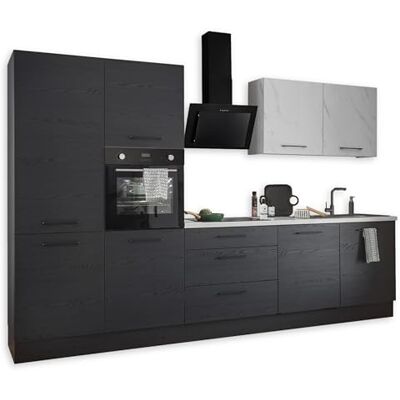 Stella Trading NEW YORK Moderne Küchenzeile ohne Elektrogeräte in Graphit Schwarz, Marmor Optik FSC-zertifiziert Geräumige Einbauküche mit viel Stauraum 320 x 210 x 60 cm (B/H/T) Stella Trading NEW YORK Moderne Küchenzeile ohne Elektrogeräte in Graphit Schwarz, Marmor Optik FSC-zertifiziert Geräumige Einbauküche mit viel Stauraum 320 x 210 x 60 cm (B/H/T)
