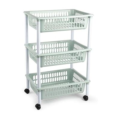 DRW Küchenwagen mit 3 Körben, PVC, Grün, 40 x 30 x 61,5 cm DRW Küchenwagen mit 3 Körben, PVC, Grün, 40 x 30 x 61,5 cm