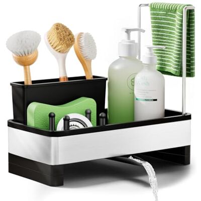 Alyvisun Große Kapazität Waschbecken Organizer mit Abflusspfanne Spülbecken Organizer, Multifunktionaler Küchenspülen Organizer, schwarz, 1, Stück Alyvisun Große Kapazität Waschbecken Organizer mit Abflusspfanne Spülbecken Organizer, Multifunktionaler Küchenspülen Organizer, schwarz, 1, Stück