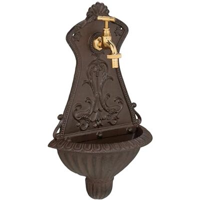 Relaxdays Wandbrunnen, nostalgischer Gartenbrunnen, Waschbecken & Wasserhahn, HBT: 42 x 24,5 x 11,5 cm, Gusseisen, braun Relaxdays Wandbrunnen, nostalgischer Gartenbrunnen, Waschbecken & Wasserhahn, HBT: 42 x 24,5 x 11,5 cm, Gusseisen, braun