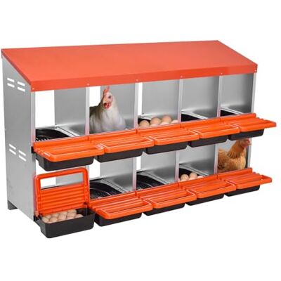 VEVOR Legenest 10 Fächer, Abrollnest aus Metall mit schützenden Auffangdeckeln, ausrollbare Legebox, Hühnernest, ideal für Hühner, Enten, Hähnchen & anderes Geflügel, 1320x525x790 mm VEVOR Legenest 10 Fächer, Abrollnest aus Metall mit schützenden Auffangdeckeln, ausrollbare Legebox, Hühnernest, ideal für Hühner, Enten, Hähnchen & anderes Geflügel, 1320x525x790 mm
