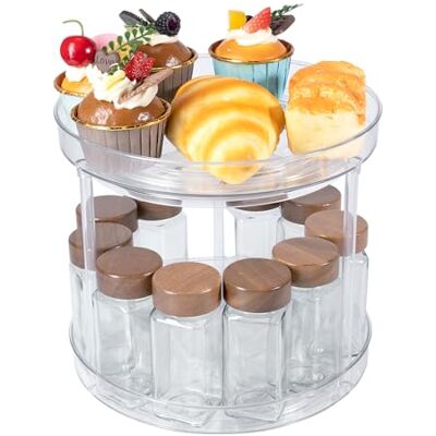 BillyBath Drehteller Organizer 360°Lazy Susan Gewürzregal Drehbar Gewürz Gewürzhalter Spice Rack Küchenhalterung Ohne Bohren für Küchen Organizer Aufbewahrung (2 Ebenen) BillyBath Drehteller Organizer 360°Lazy Susan Gewürzregal Drehbar Gewürz Gewürzhalter Spice Rack Küchenhalterung Ohne Bohren für Küchen Organizer Aufbewahrung (2 Ebenen)