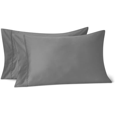 Amazon Basics Deluxe Kissenbezug, 100% Baumwolle Satin, Fadenzahl 400, 50 x 80 cm, Dunkelgrau Amazon Basics Deluxe Kissenbezug, 100% Baumwolle Satin, Fadenzahl 400, 50 x 80 cm, Dunkelgrau
