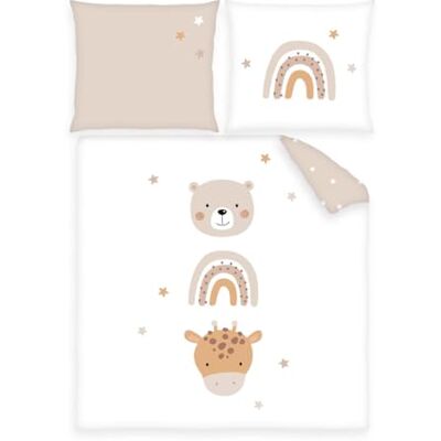 Herding babybest Wiegenbettwäsche Little Friends, Kopfkissenbezug 35 x 40 cm mit Hoteleinschlag, Bettbezug 80 x 80 cm mit Hoteleinschlag, Baumwolle, Weiß Herding babybest Wiegenbettwäsche Little Friends, Kopfkissenbezug 35 x 40 cm mit Hoteleinschlag, Bettbezug 80 x 80 cm mit Hoteleinschlag, Baumwolle, Weiß